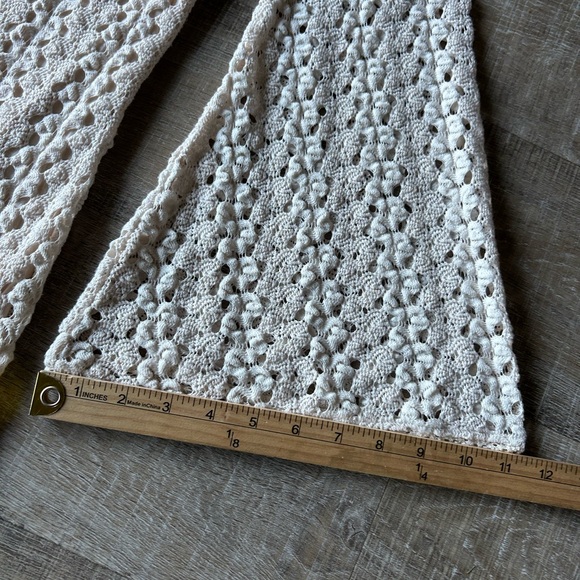 FREE PEOPLE FP Gypsy Lace Dress Cream Beige Crochet Long Flare Sleeve Bodycon XS - Picture 10 of 12